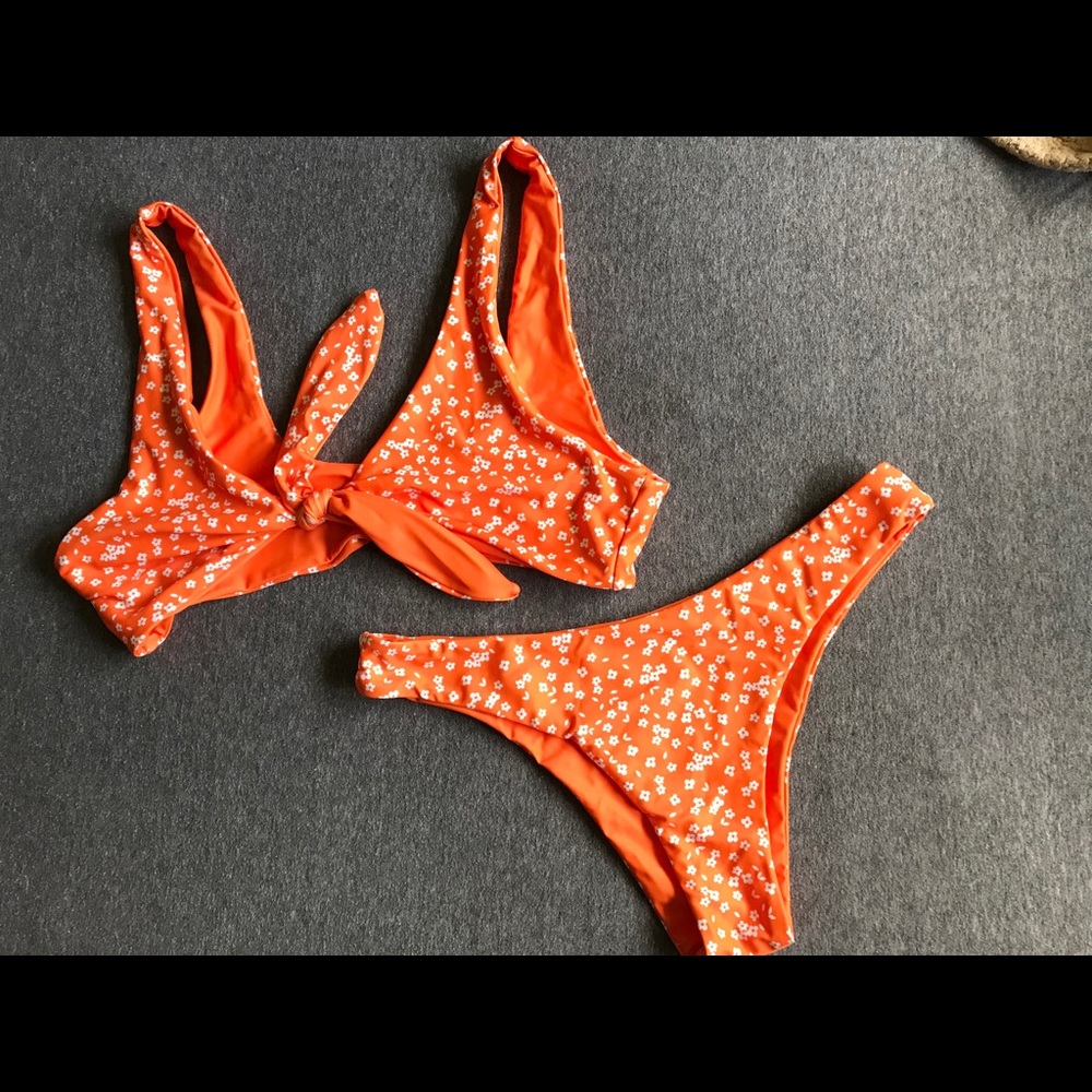 Orange Floral Shein Bikini